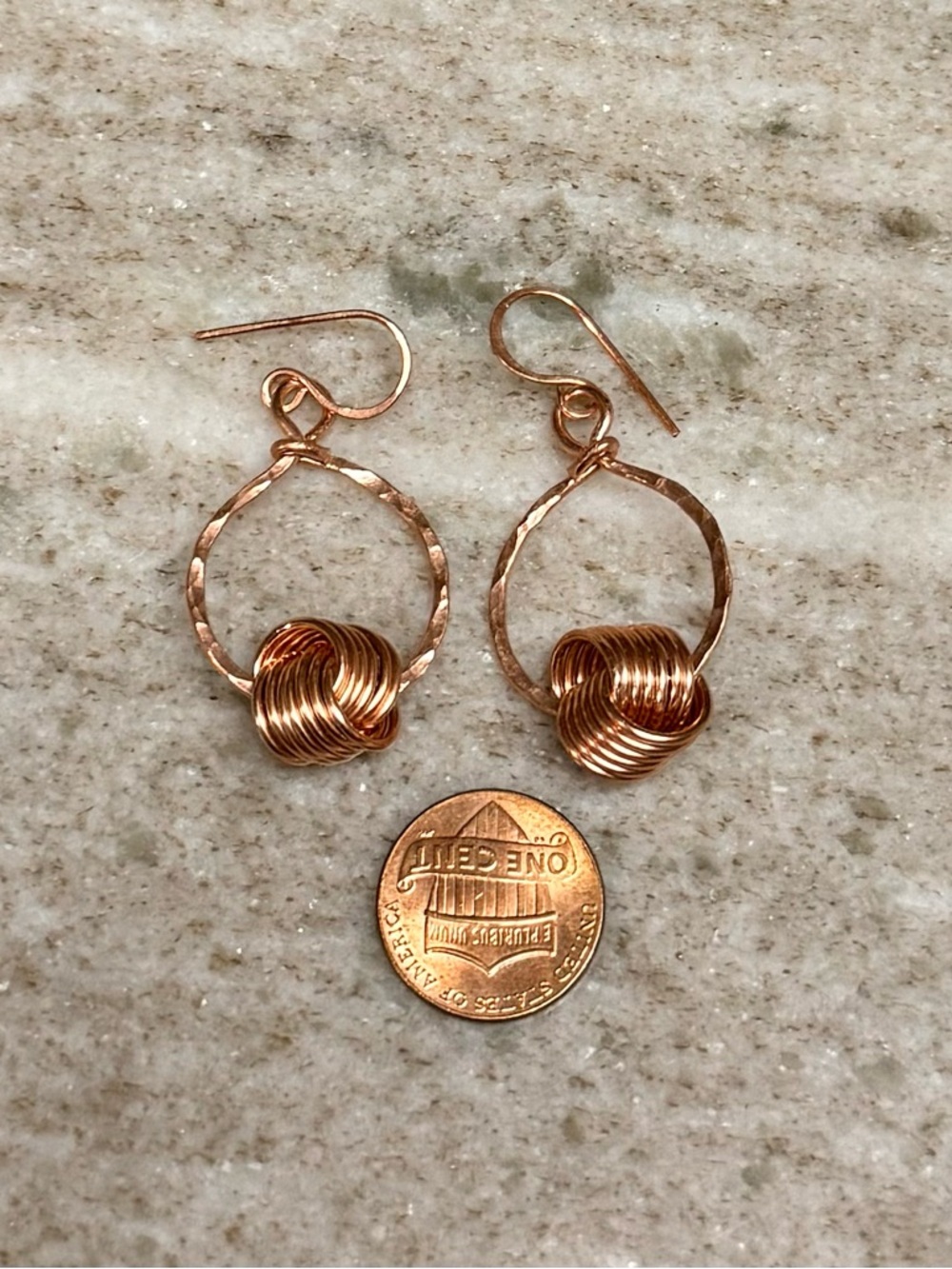 Endless Love Knot Textured Copper Hoop Earrings